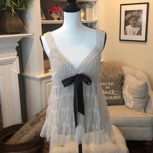 Beautiful Ruffled Tulle Camisole with Satin Bow